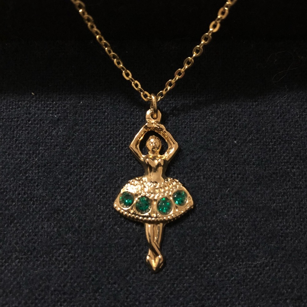 Gold Tone Ballerina Necklace